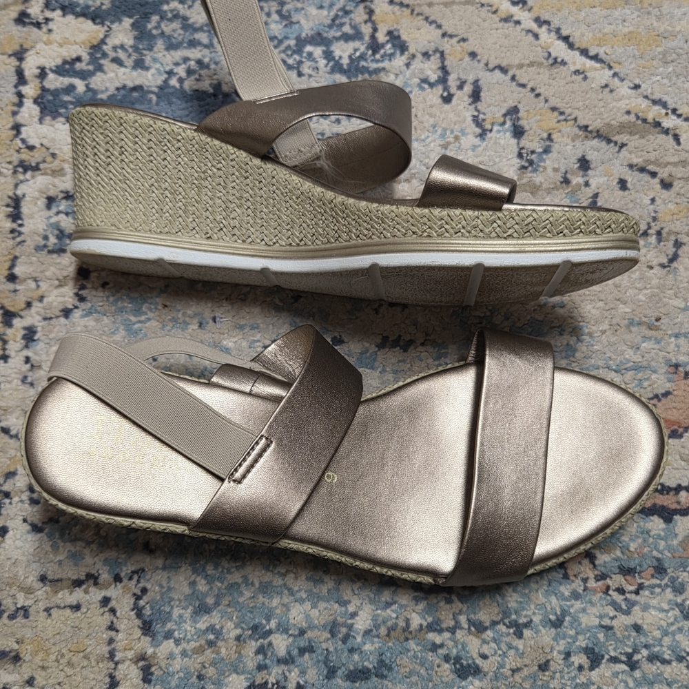 Italian Shoemakers Metallic Bronze Wedge Sandals
